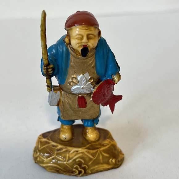 Vintage Japanese Painted Small Celluloid Figures 7 Gods of Good Fortune - Picture 12 of 16